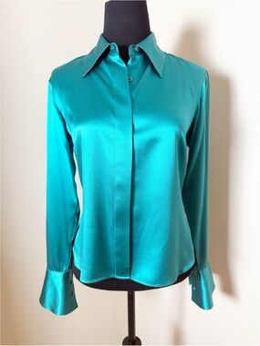 Vintage Bloomingdales Silk Button Blouse Size 6P